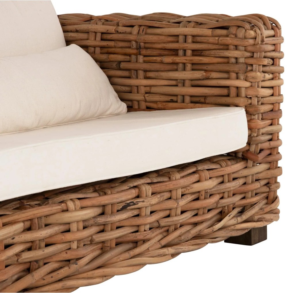 Σετ κήπου Σαλόνι TROPEL 4 τεμ Ξύλο Μαόνι με Φυσικό Rattan &amp; Λευκά Μαξιλάρια