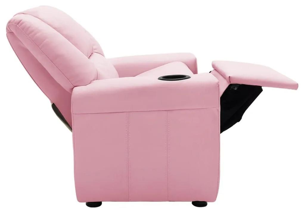 Πολυθρόνα Παιδική Ανακλινόμενη Ροζ από Συνθετικό Δέρμα - Ροζ