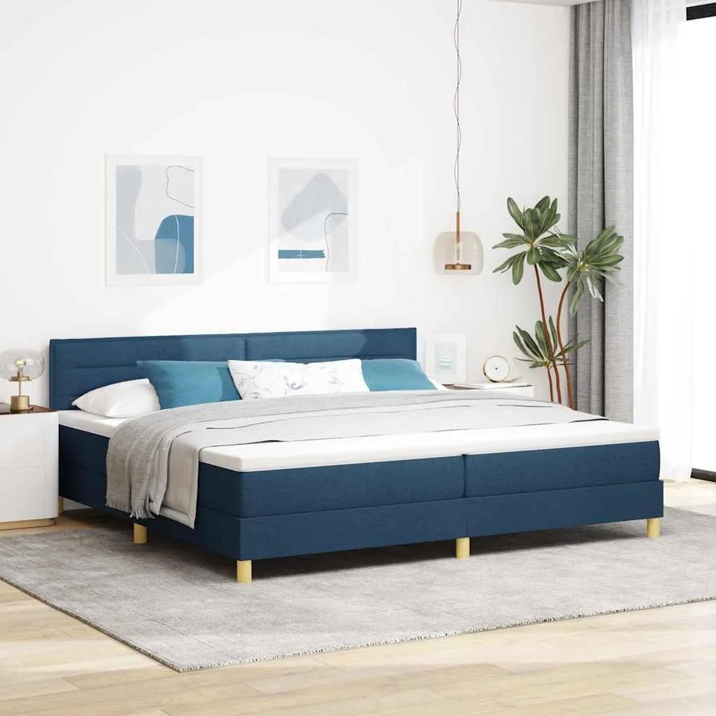 vidaXL Κρεβάτι με Στρώμα Μπλε 200x200 εκ. Ύφασμα
