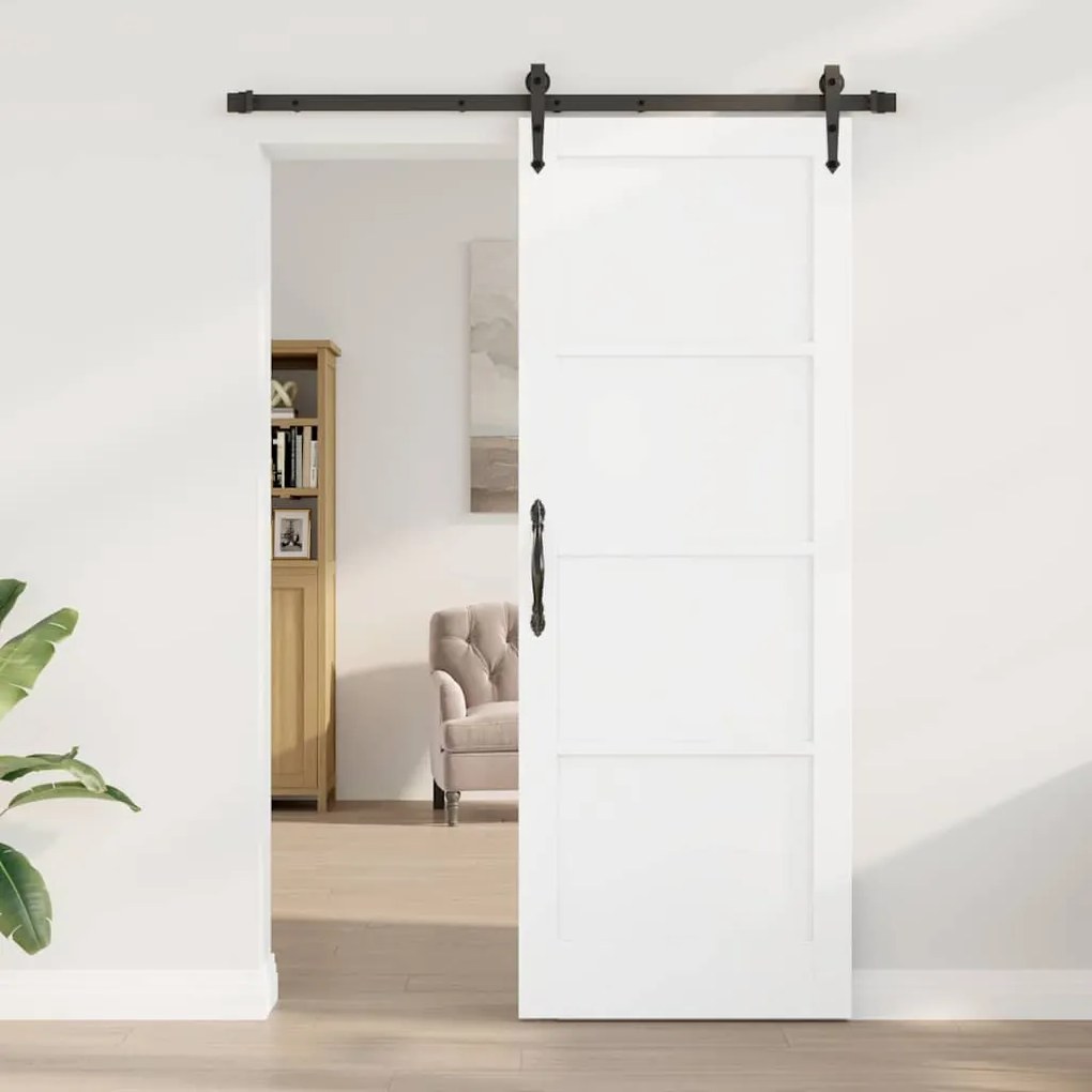 vidaXL Συρόμενη Πόρτα Χειροκίνητος Λευκό 78 x 211 εκ Μασίφ ξύλο πεύκου