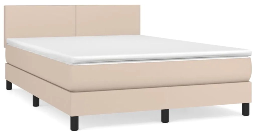 vidaXL Κρεβάτι Boxspring με Στρώμα Καπουτσίνο 140x200εκ.από Συνθ.Δέρμα