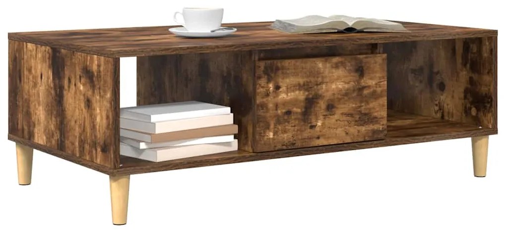 vidaXL Τραπεζάκι σαλονιού Καπνιστό Δρύς 102 x 55 x 35 εκ