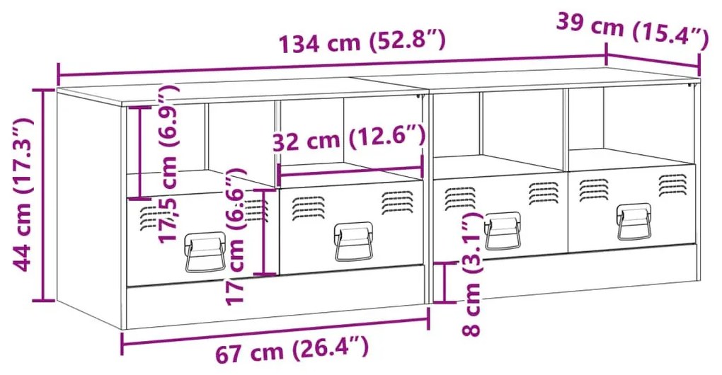 Έπιπλα Τηλεόρασης 2 τεμ. Λευκό 67 x 39 x 44 εκ. από Χάλυβα - Λευκό