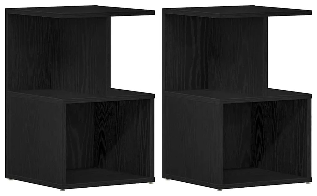 vidaXL Κομοδίνο 2 pcs Μαύρη δρυς 35 x 35 x 55 εκ. Επεξεργασμένο ξύλο