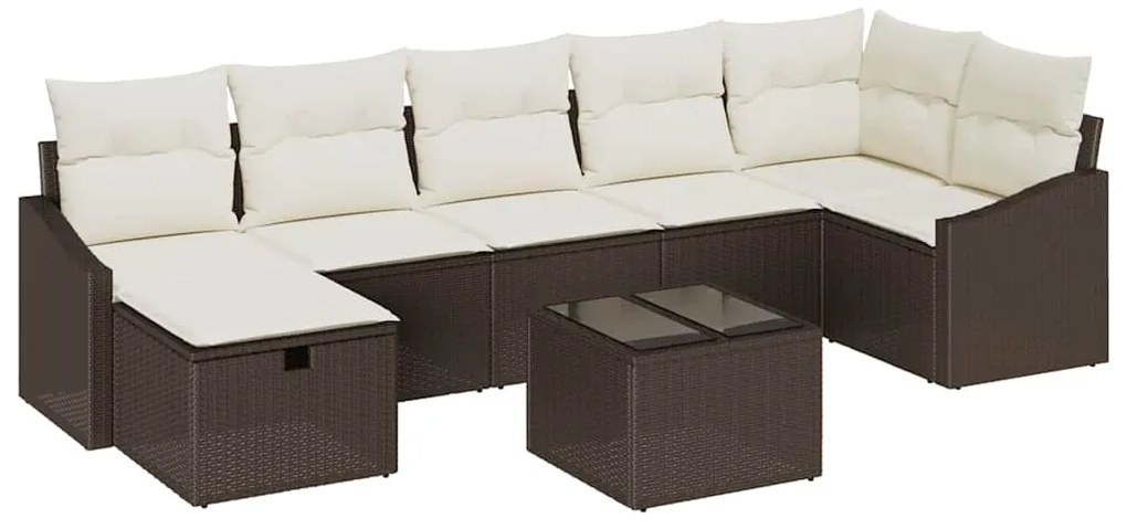 vidaXL Σετ Καναπέ Κήπου 8 pcs Καφέ 55 x 62 x 69 εκ Πολυ ράταν