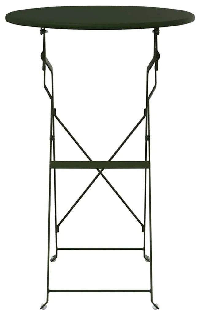 vidaXL Τραπέζι Bistro Σκούρο Πράσινο Ø 50 x 71 εκ. Ατσάλι με Πούδρα