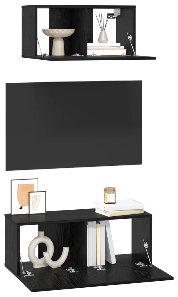 vidaXL Σετ επίπλου τηλεόρασης 2 pcs Μαύρη δρυς 80 x 30 x 30 εκ