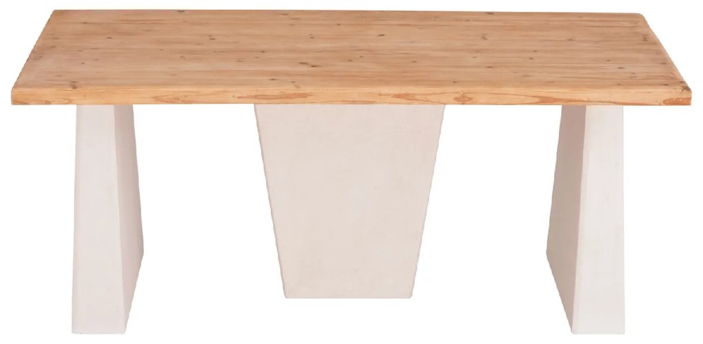 ΤΡΑΠΕΖΙ ΣΕΙΡΑ SANTORINI HM18042 ΤΟΠ ΞΥΛΟ ΕΛΑΤΟΥ-ΠΟΔΙΑ MDF ΥΠΟΛΕΥΚΑ 179x90x75Υεκ.