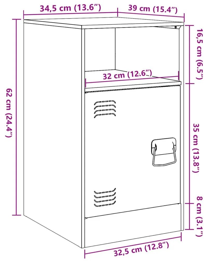 Κομοδίνα 2 τεμ. Μαύρα 34,5x39x62 εκ. από Χάλυβα - Μαύρο