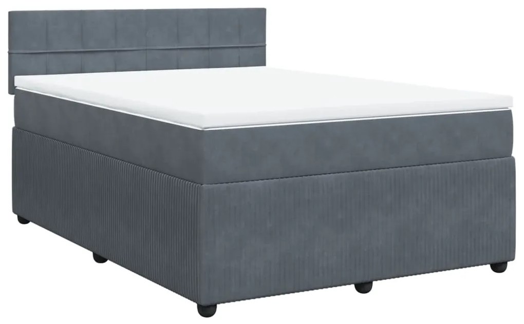 vidaXL Κρεβάτι Boxspring με Στρώμα Σκούρο Γκρι 160x200 εκ. Βελούδινο