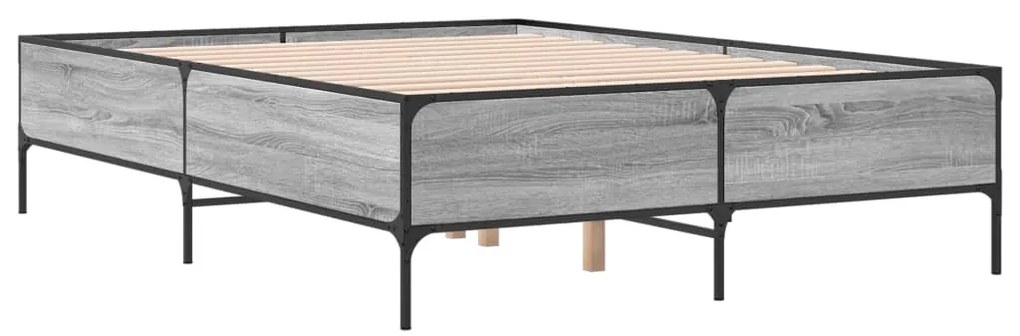 vidaXL Πλαίσιο Κρεβατιού Γκρι Sonoma 120 x 190εκ. Επεξ. Ξύλο & Μέταλλο
