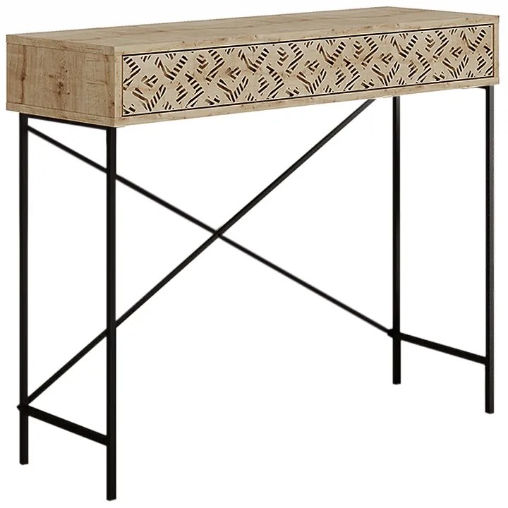 Κονσόλα Heaton Megapap μεταλλική - μελαμίνης χρώμα sapphire oak 110x35,6x90εκ.