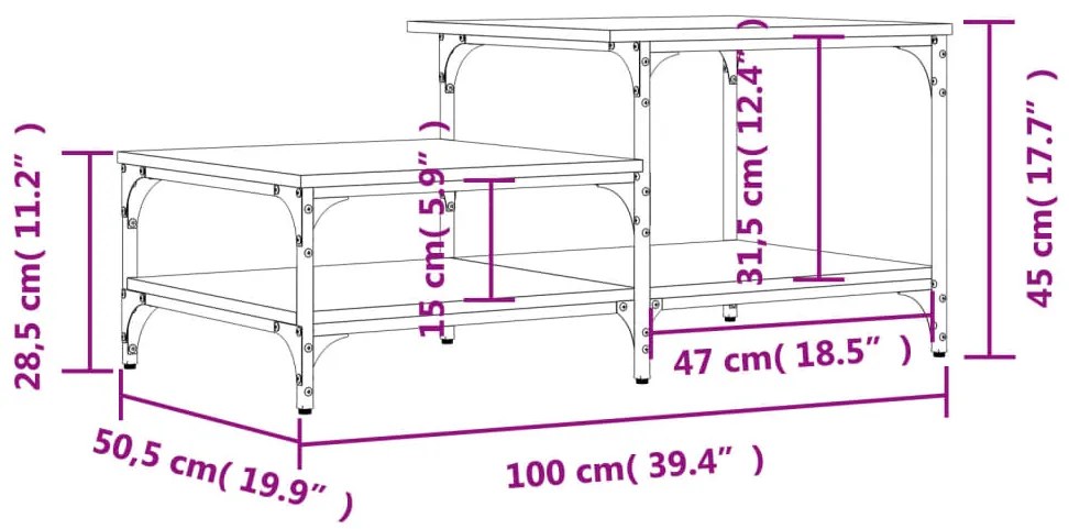 Τραπεζάκι Σαλονιού Μαύρο 100x50,5x45 εκ. από Επεξεργασμένο Ξύλο - Μαύρο