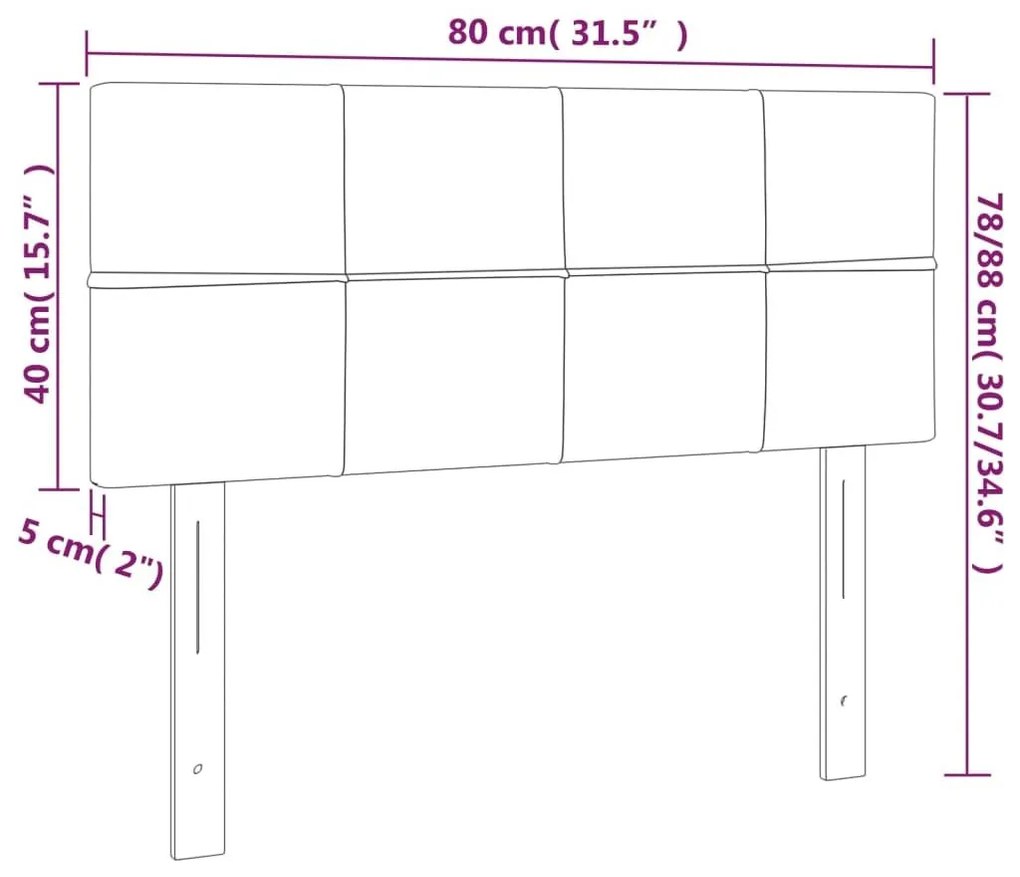 Κεφαλάρι Κρεβατιού LED Σκούρο Καφέ 80x5x78/88 εκ. Υφασμάτινο - Καφέ