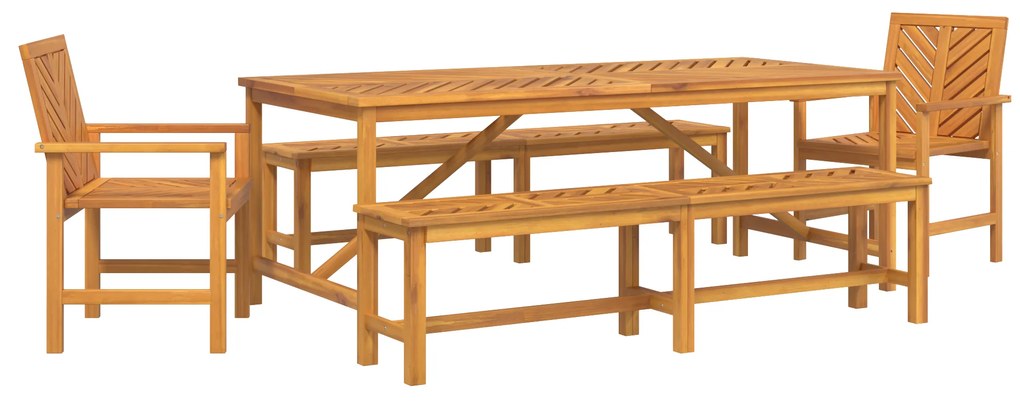vidaXL Σέτ φαγητού για κήπο 5 pcs Καφέ 200 x 90 x 74 cm