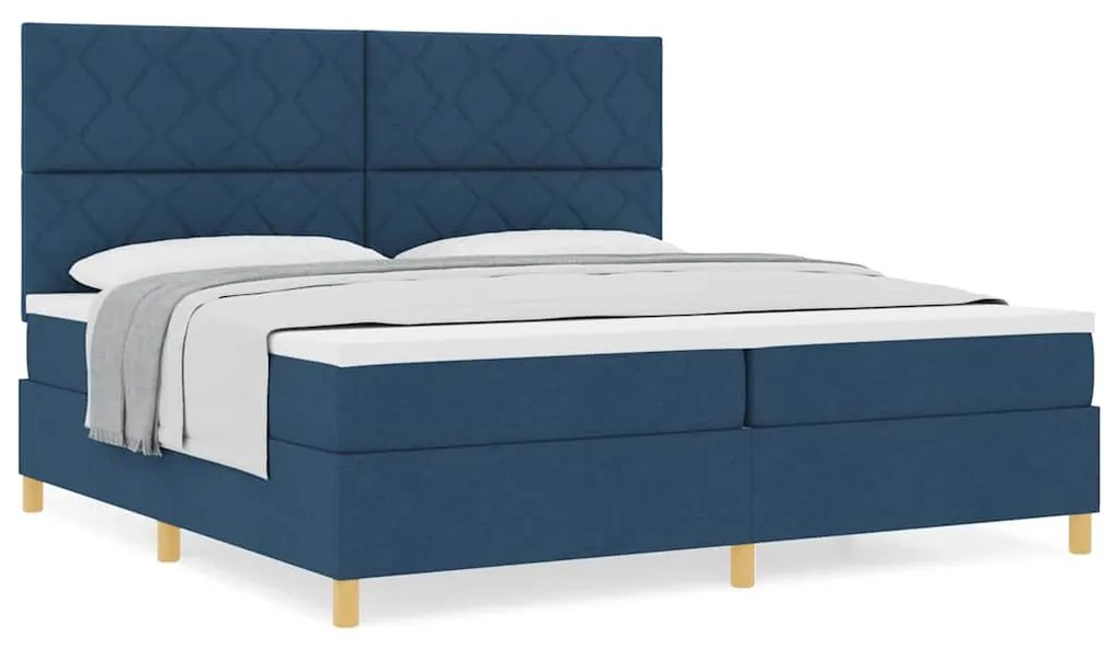 vidaXL Κρεβάτι με ελατήρια με στρώμα Μπλε 200 x 200 cm ύφασμα