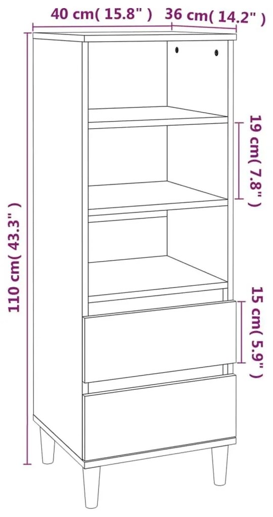 Ντουλάπι Λευκό 40 x 36 x 110 εκ. από Επεξεργασμένο Ξύλο - Λευκό