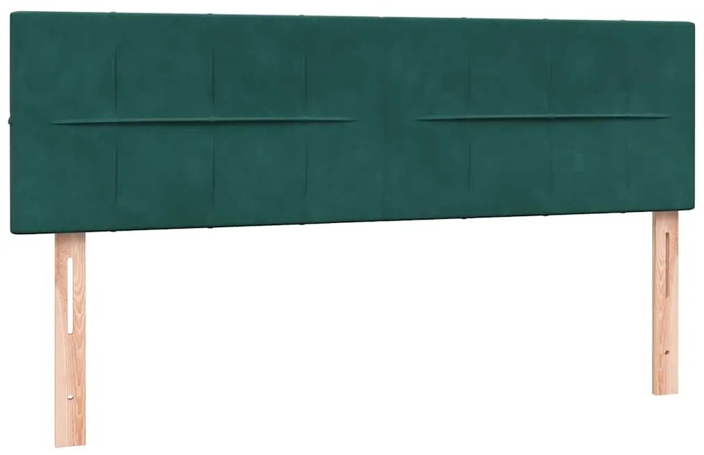 Box Spring Κρεβάτι με στρώμα Σκούρο πράσινο 140x220cm Βελούδινο - Πράσινο