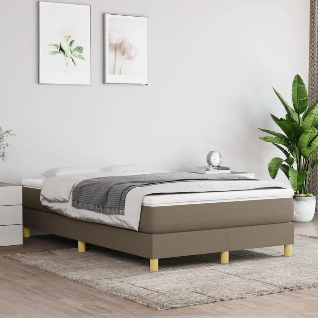 Κρεβάτι Boxspring με Στρώμα Taupe 120x190 εκ. Υφασμάτινο - Μπεζ-Γκρι