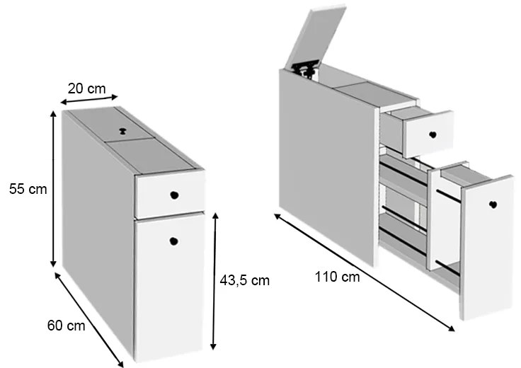 Ντουλάπι μπάνιου Calencia Megapap χρώμα λευκό 20x60x55εκ. - GP052-0122,3