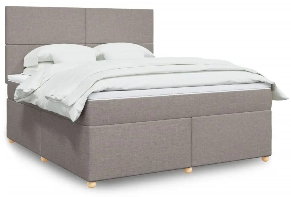 Κρεβάτι Boxspring με Στρώμα Taupe 180x200 εκ. Υφασμάτινο - Μπεζ-Γκρι