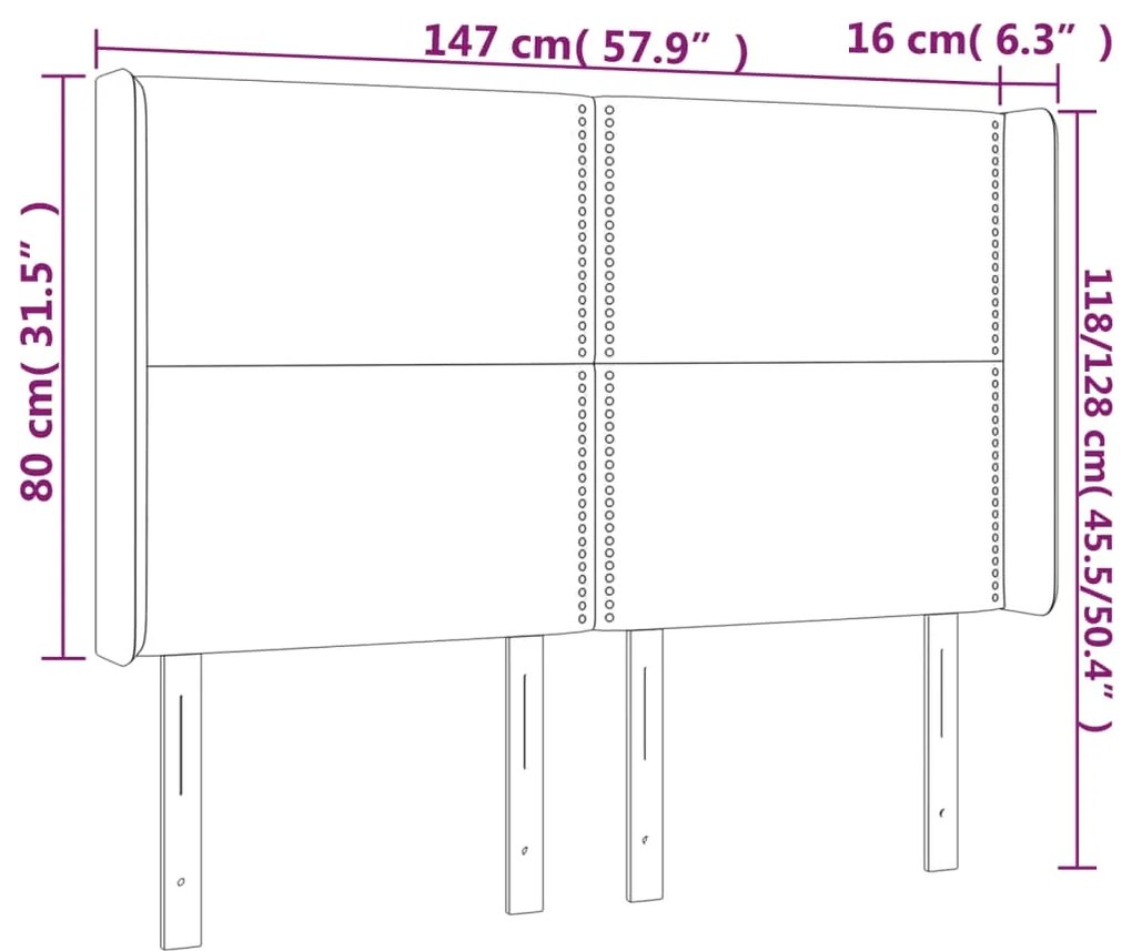 vidaXL Κεφαλάρι Κρεβατιού LED Μπλε 147x16x118/128 εκ. Υφασμάτινο