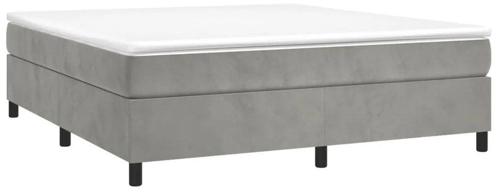 vidaXL Κρεβάτι Boxspring με Στρώμα Ανοιχτό Γκρι 200x200 εκ. Βελούδινο