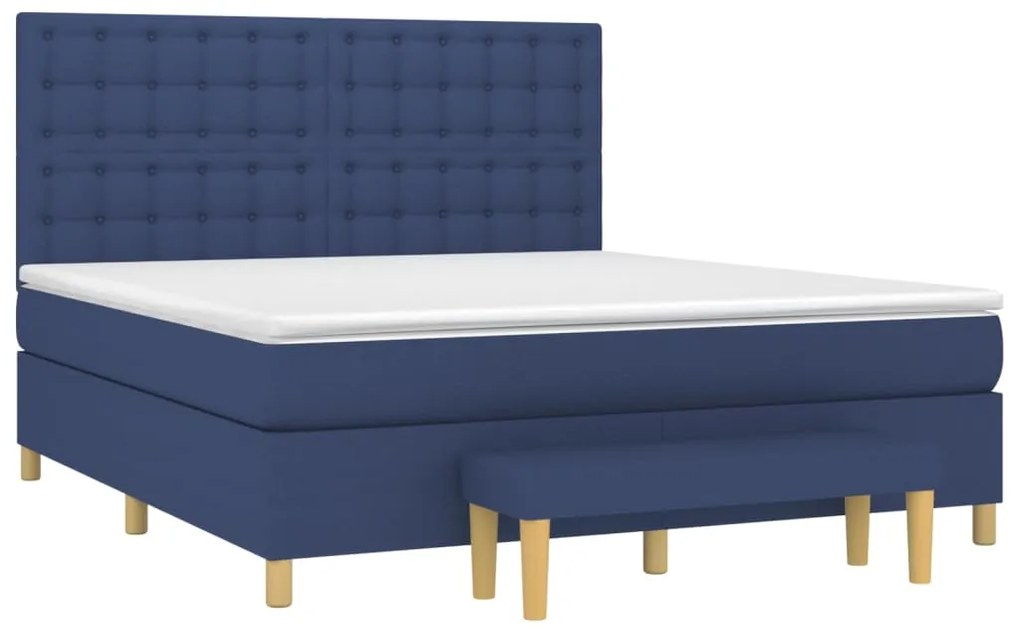 vidaXL Κρεβάτι Boxspring με Στρώμα Μπλε 160x200 εκ. Υφασμάτινο