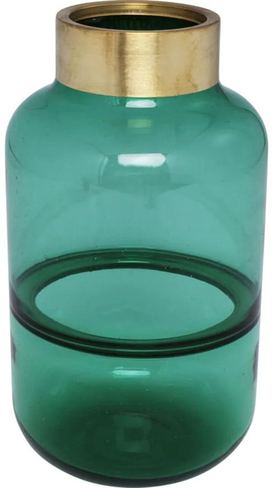 Βάζο Γυάλινο Positano Belly Πράσινο Γυάλινο 28 εκ. 28x16x28εκ - Χρυσό