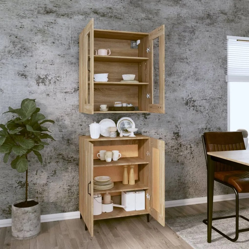 vidaXL Ντουλάπι Sonoma δρυς 69,5 x 34 x 180 εκ. από Επεξεργασμένο Ξύλο