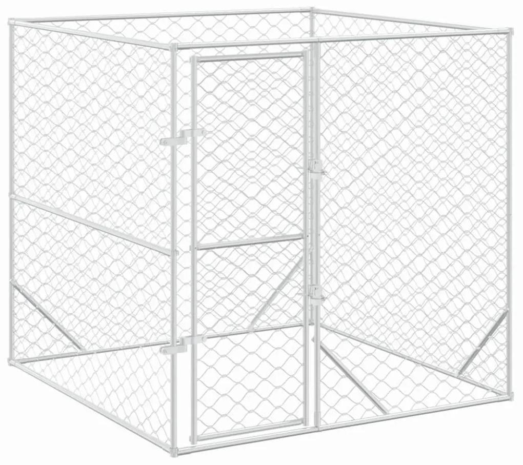 Κλουβί Σκύλου Εξωτερ. Χώρου Ασημί 2x2x2 μ. Γαλβανισμένο Ατσάλι - Ασήμι
