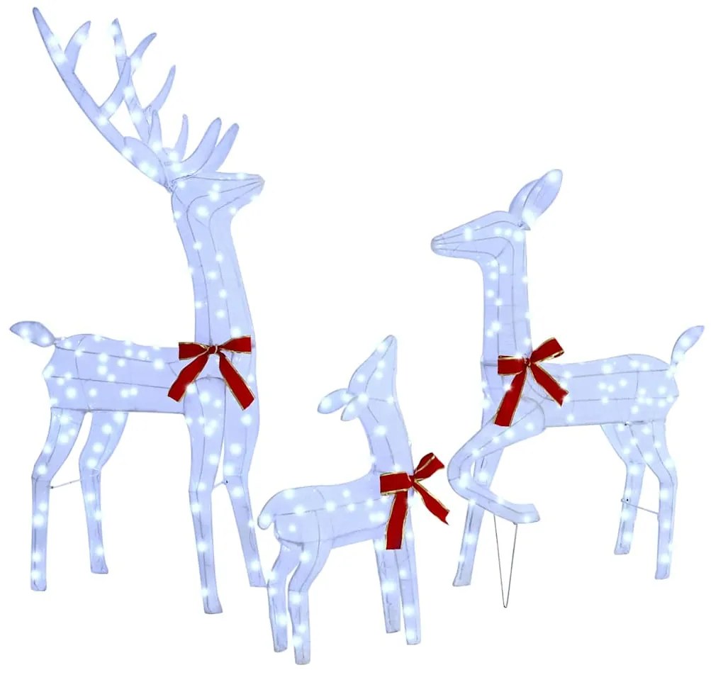 vidaXL Οικογένεια Ελαφιών 3 pcs Ψυχρό λευκό 68 x 26 x 127 εκ ύφασμα