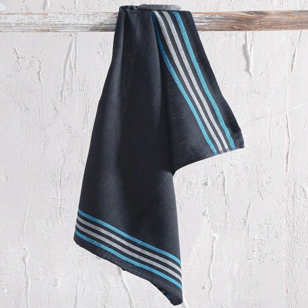 Πετσέτα Κουζίνας Terra Black-Blue Ρυθμός 50x70cm 100% Cotton