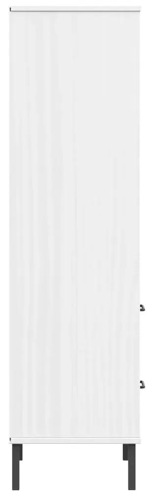 Βιβλιοθήκη OSLO με 2 Συρτάρια Λευκή 60x35x128,5 εκ. Μασίφ Ξύλο - Λευκό