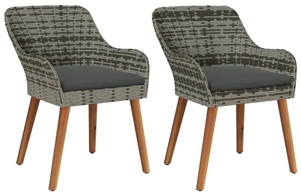 vidaXL Καρέκλα Κήπου 2 pcs Γκρι 55 x 62.5 x 82 εκ. συνθετικό ρατάν