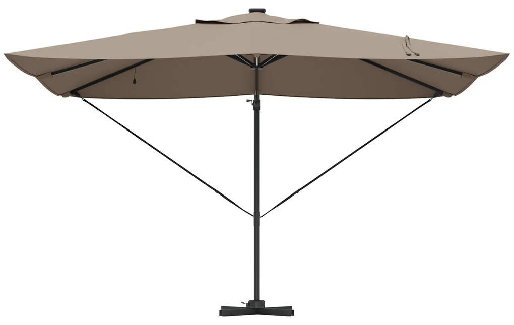 vidaXL Ομπρέλα με βραχίονα Roma με LEDs Ταμπά 352x251x265 cm Αλουμίνιο