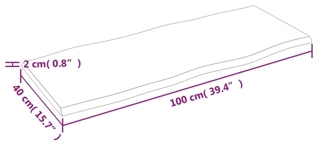 vidaXL Επιφ Τραπεζιού Αν Καφέ100x40x2εκ. Επ Μασίφ Ξύλο Δρυός Live Edge