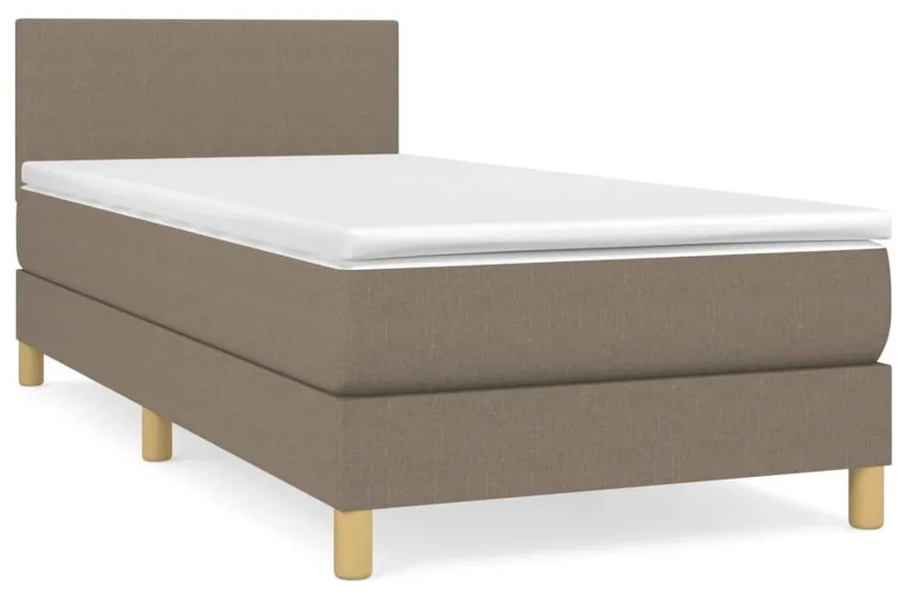 Κρεβάτι Boxspring με Στρώμα Taupe 90x200 εκ. Υφασμάτινο - Μπεζ-Γκρι