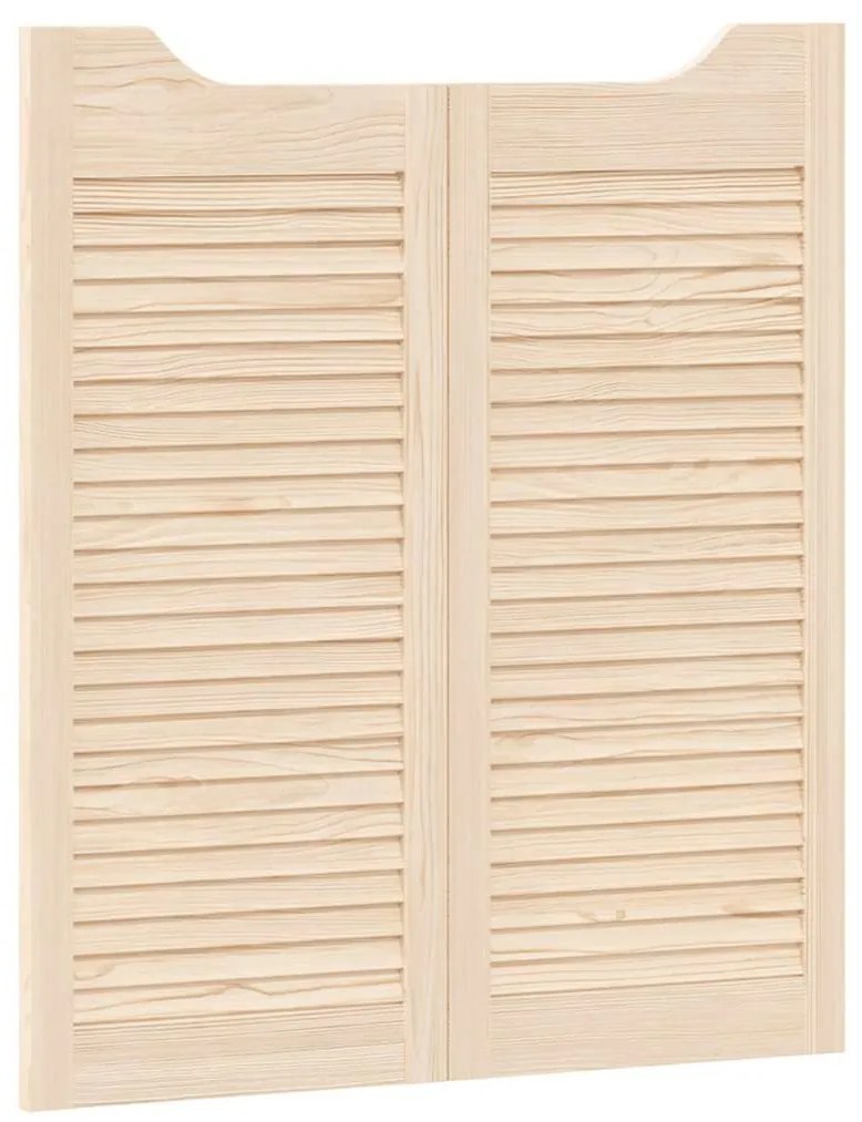 Swing Doors Louvred Design 1-Pair 90x80 cm από μασίφ ξύλο πεύκο - Καφέ