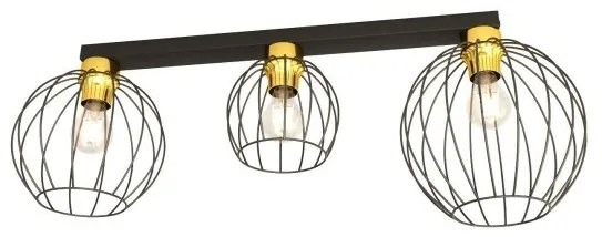 Πλαφονιέρα Φωτιστικό Οροφής 3xE27 Πλέγμα 77cm Nest Emibig -1370/3-Μαύρο-Χρυσό 1370/3