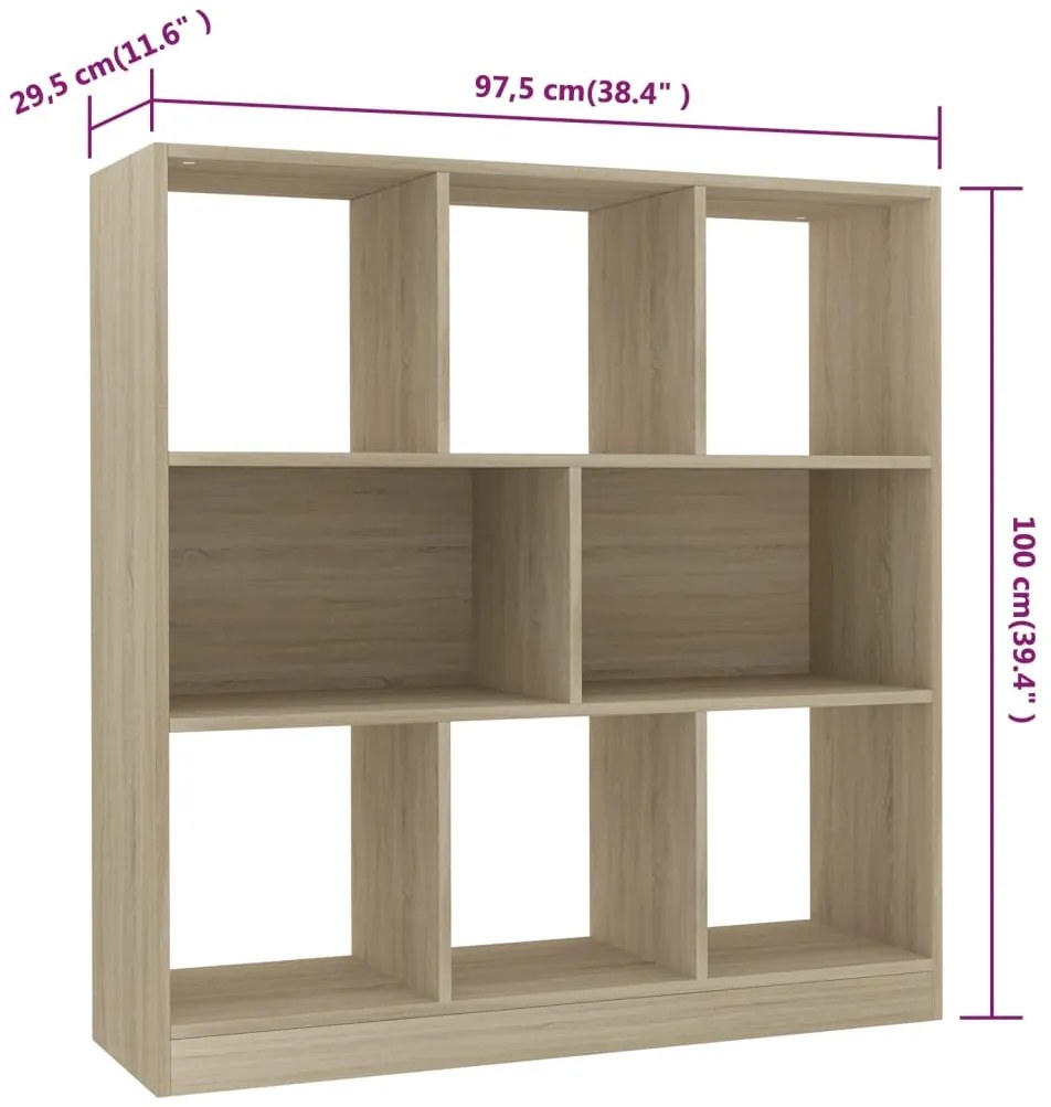 vidaXL Βιβλιοθήκη Χρώμα Sonoma Δρυς 97,5x29,5x100 εκ. από Επεξ. Ξύλο