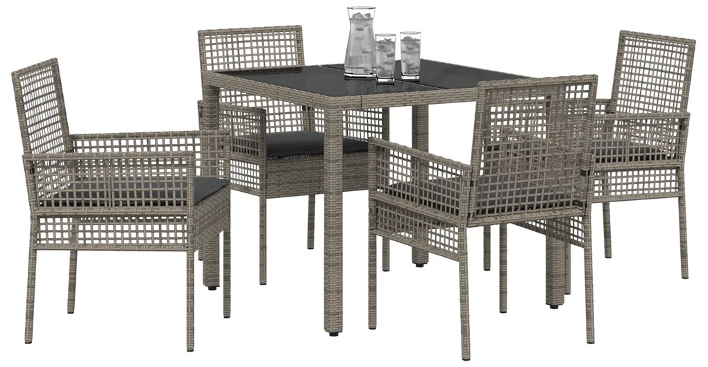vidaXL Σέτ φαγητού για κήπο 5 pcs Γκρι 90 x 90 x 75 cm