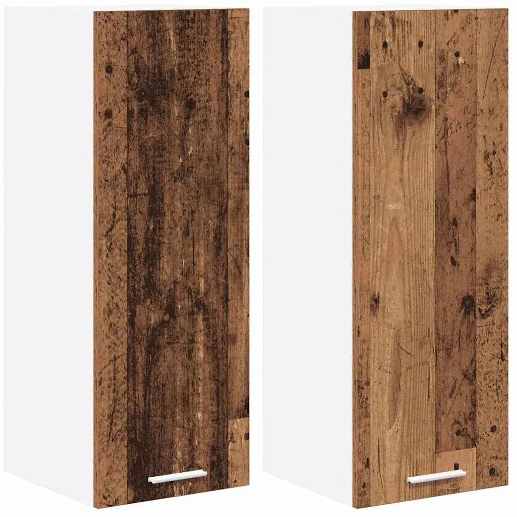 vidaXL Κρεμαστό ντουλάπι 2 pcs Παλαιό Ξύλο και Λευκό 30 x 31 x 80 εκ.