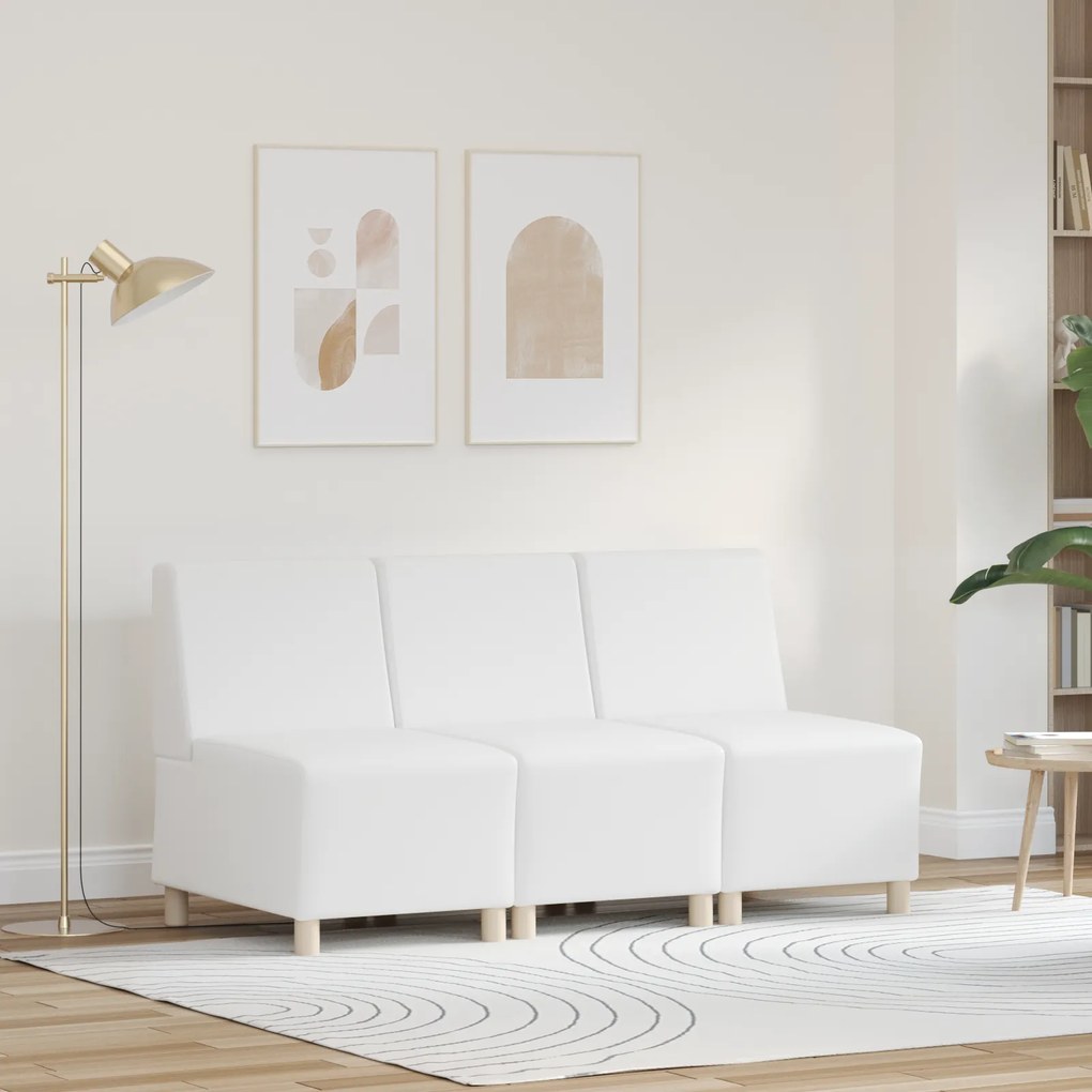 vidaXL Καναπέδες 3 pcs Λευκό 55 x 74 x 82 εκ. Τεχνητό δέρμα