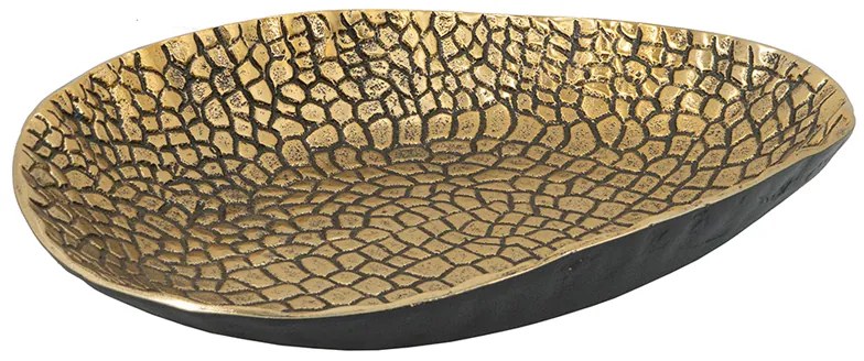 Artekko Croco Διακοσμητική Πιατέλα Μέταλλο Μαύρο Χρυσό (38x26x7)cm Artekko LB78227-GOLD