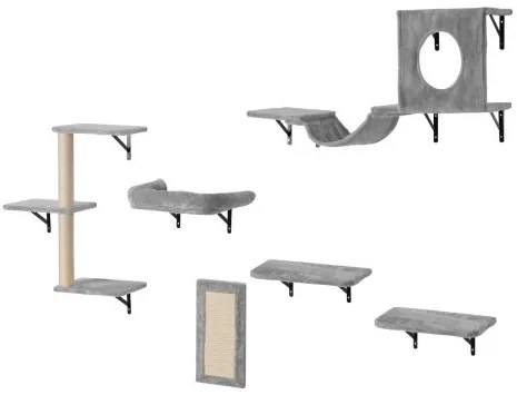 VEVOR Wall Mounted Cat Shelves Tree with Jump Boards Hammock Sofa Grip Set of 6