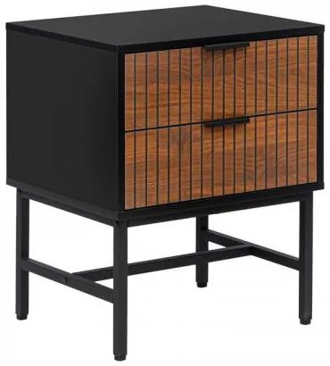 ΚΟΜΟΔΙΝΟ ΜΕ 2 ΣΥΡΤΑΡΙΑ Fylliana FL2405 ΜΑΥΡΟ-GREY OAK ΧΡΩΜΑ 48x40x60εκ 0016-225-049