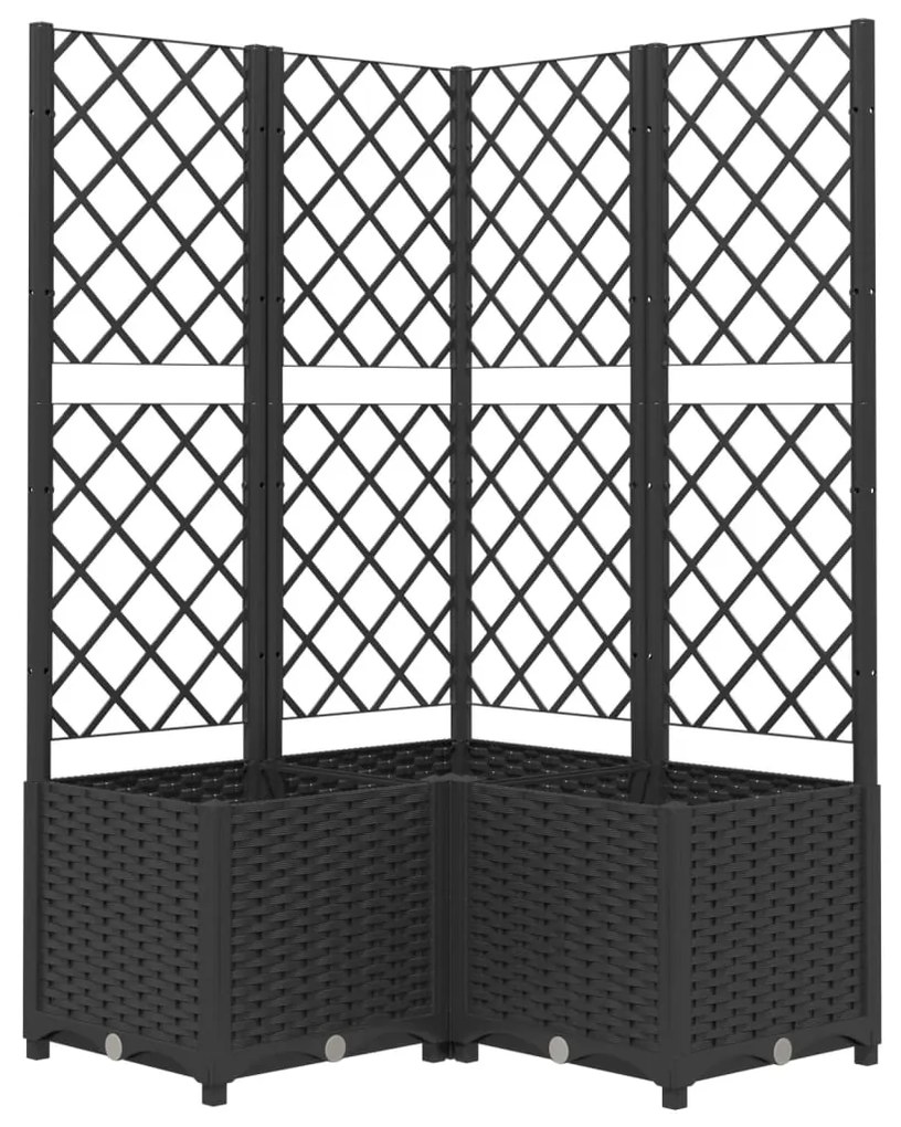 vidaXL Ζαρντινιέρα Κήπου με Καφασωτό Μαύρο 80 x 80 x 136 εκ. από PP