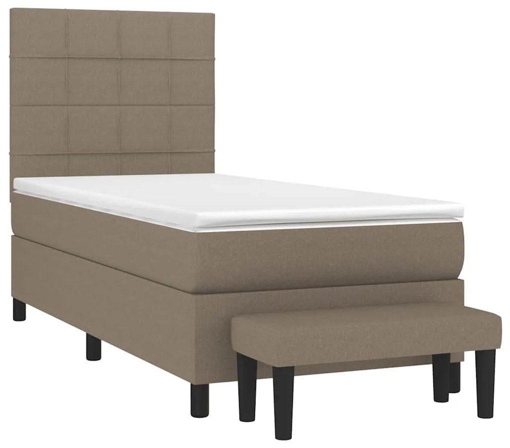 vidaXL Κρεβάτι Boxspring με Στρώμα Taupe 90x190 εκ.Υφασμάτινο