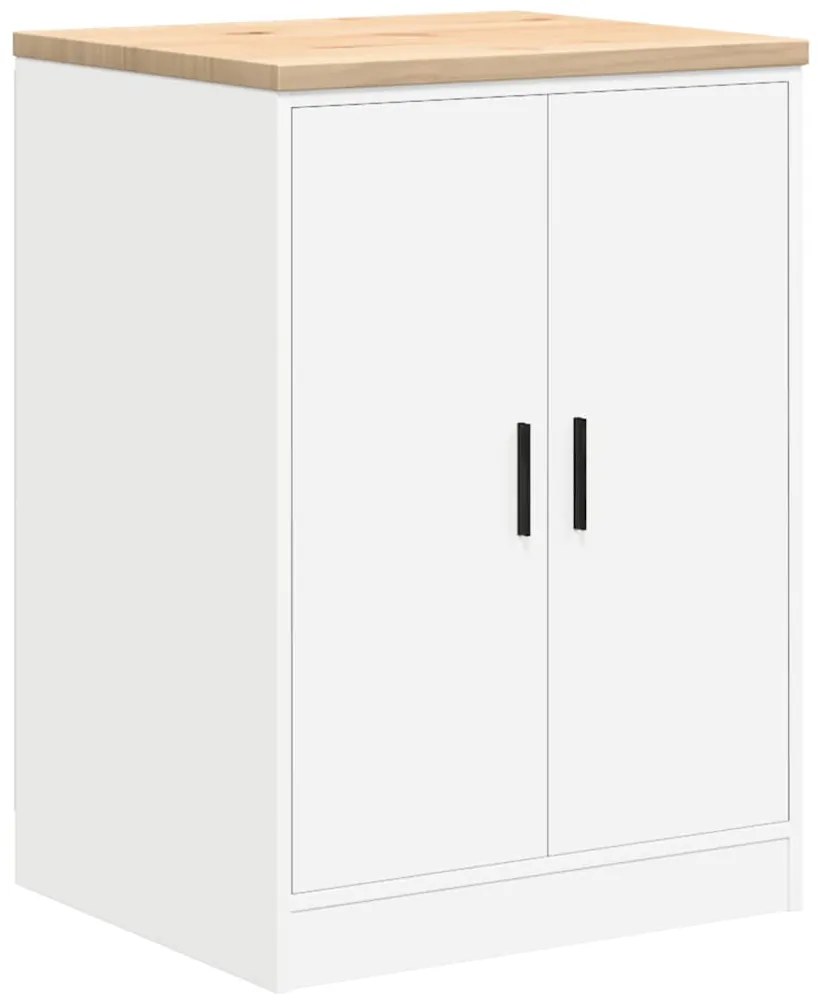 vidaXL ντουλάπι αποθήκευσης γκαράζ Λευκό 60x51x85 εκ μασίφ ξύλο πεύκο
